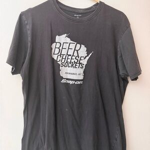 Snap-on Dark Gray Graphic Tee for Men